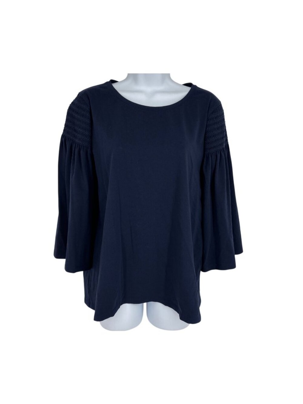 Chicos Bell Sleeve Smocked Shoulder Women's Blouse Size 2 US L